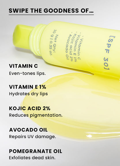BRIGHTENING LIP BALM SPF30 - 2% KOJIC ACID, VITAMIN C & 1% VITAMIN E - 10G