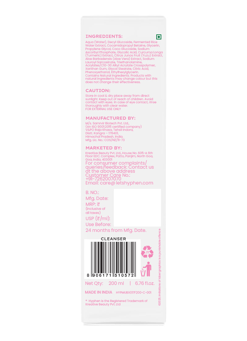 10% FERMENTED RICE WATER CLEANSER - 1% VIT C & 0.5% GLYCOLIC ACID
